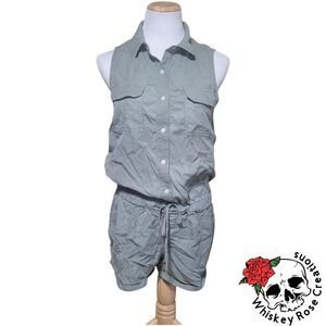 Vineyard Vines Sleeveless Utility Romper in Sage Olive Green Womens 4